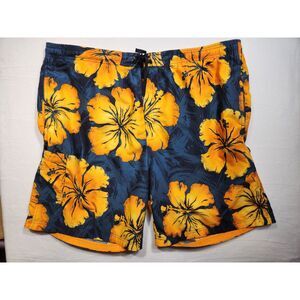 Speedo Hawaiian Floral Swim Trunks 2XL Orange Blue Board Shorts Beach Tropical